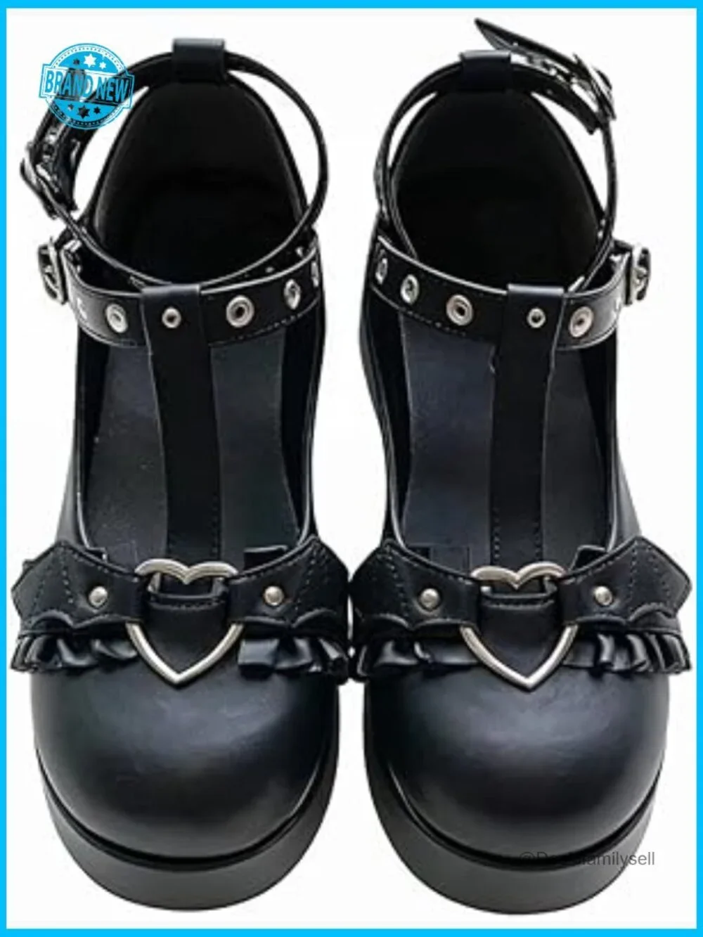 Chunky Platform Mary Jane Pumps Adjustable Ankle Strap Gothic Vintage Party